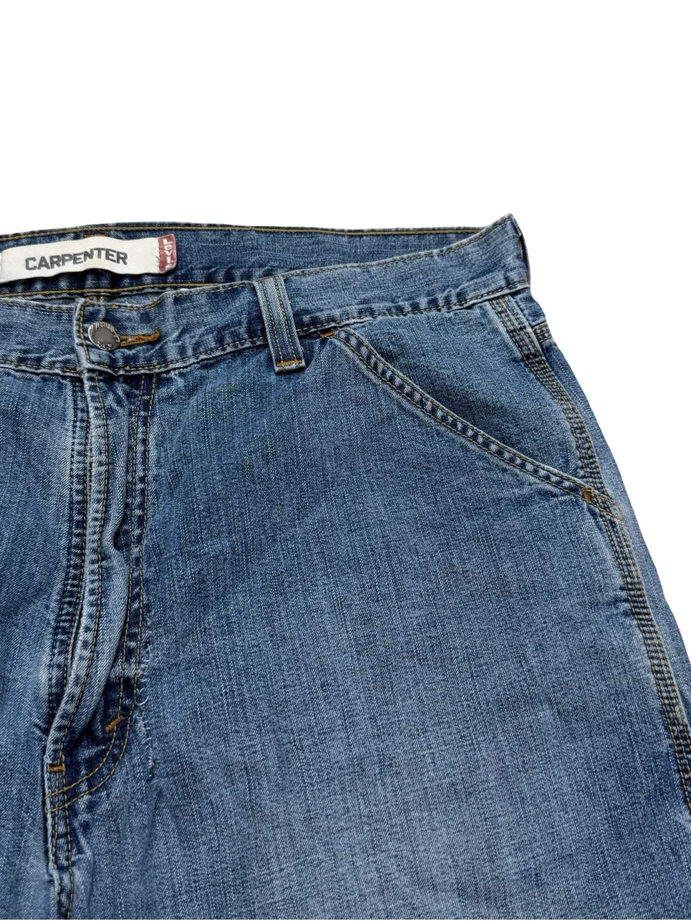 Vintage Y2K Levi’s Carpenter Medium Wash Blue Denim Jean Jort Shorts Size 36